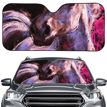 Dark Pink Horse Painting Print Car Windshield Sun Shade