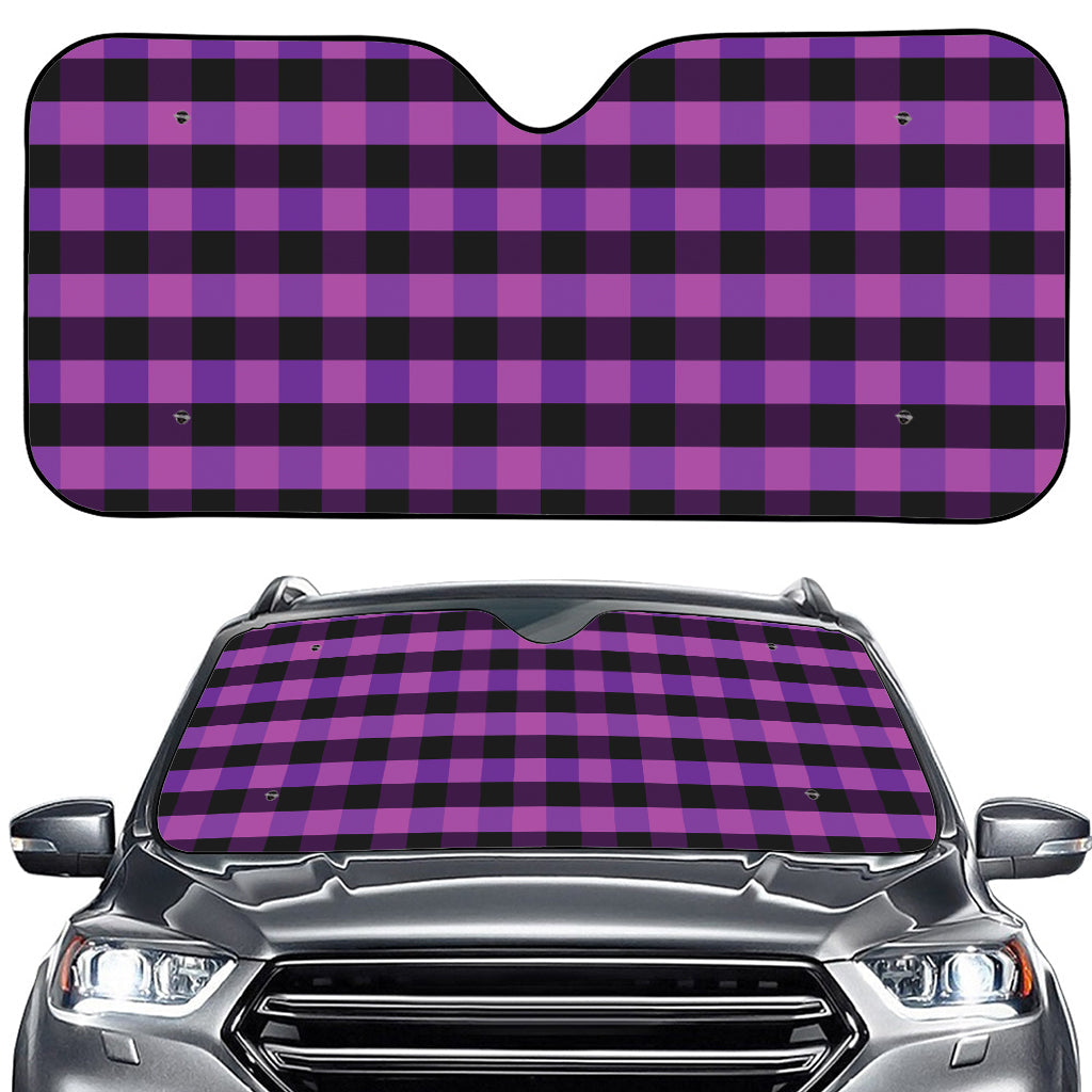 Dark Purple Check Pattern Print Car Windshield Sun Shade