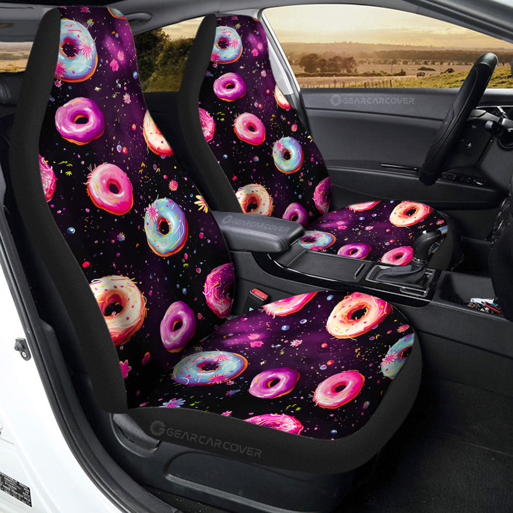 Dark Theme Donuts Car Seat Covers Custom Girly Pattern Car Accessories