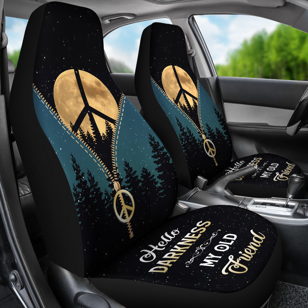 Darkness My Old Friend Hippie Moon Zipper Car Seat Covers