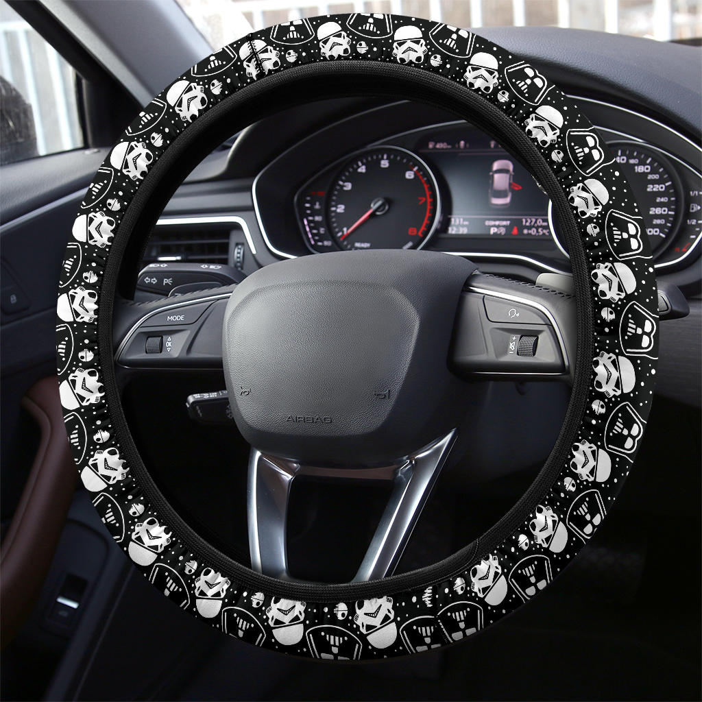 Darth Vader Stormtroopers Funny Head Christmas Premium Custom Car Steering Wheel Cover