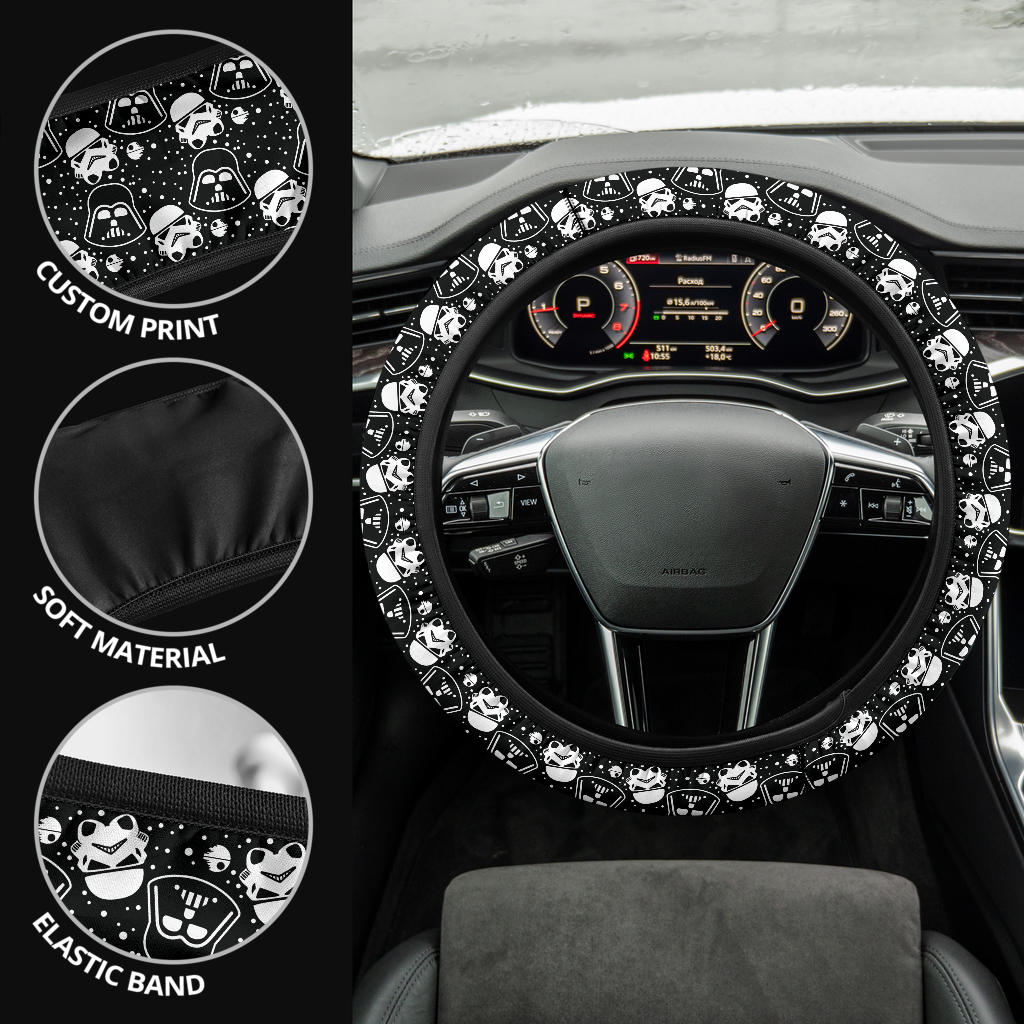 Darth Vader Stormtroopers Funny Head Christmas Premium Custom Car Steering Wheel Cover