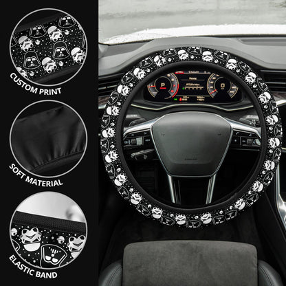 Darth Vader Stormtroopers Funny Head Christmas Premium Custom Car Steering Wheel Cover