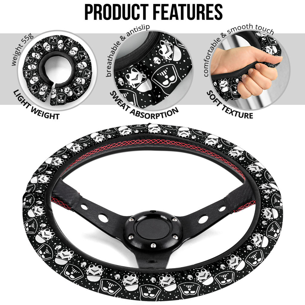 Darth Vader Stormtroopers Funny Head Christmas Premium Custom Car Steering Wheel Cover