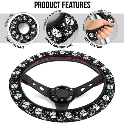 Darth Vader Stormtroopers Funny Head Christmas Premium Custom Car Steering Wheel Cover