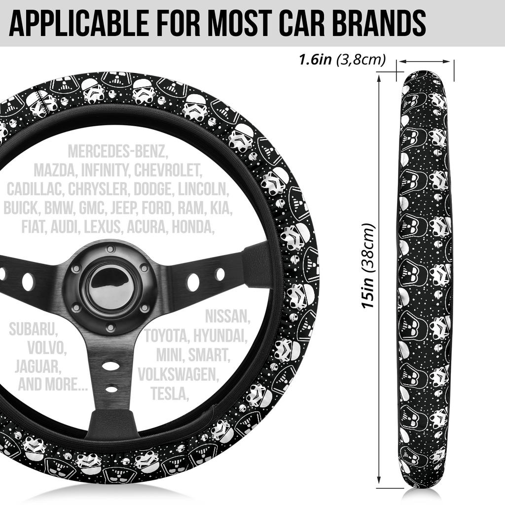 Darth Vader Stormtroopers Funny Head Christmas Premium Custom Car Steering Wheel Cover
