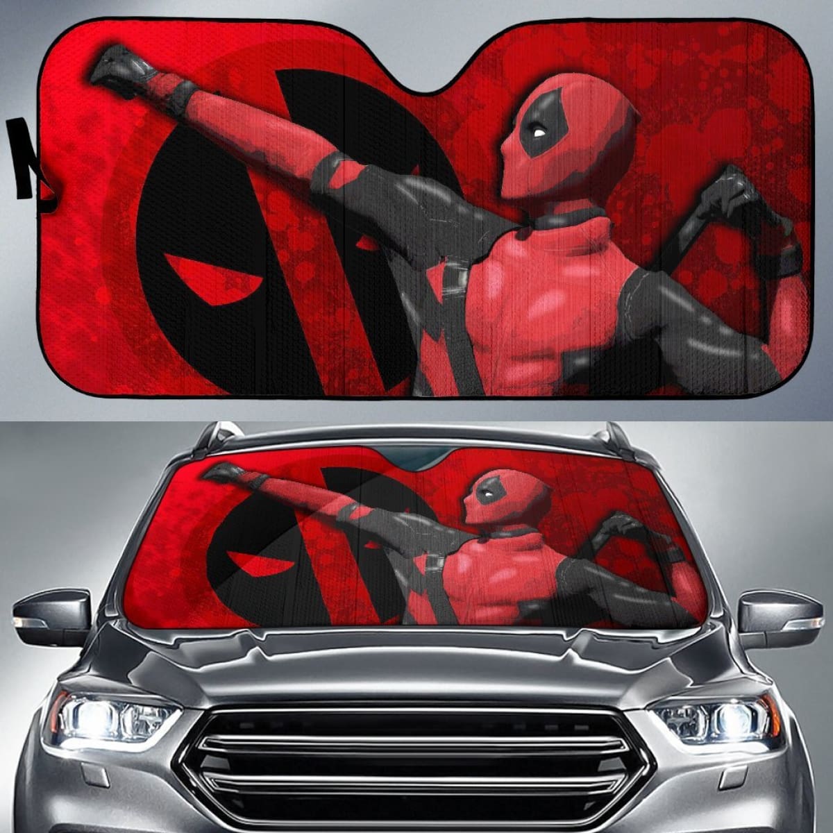 Deadpool Art  Car Sun Shades Movie Fan Gift H032720 Universal Fit 225311