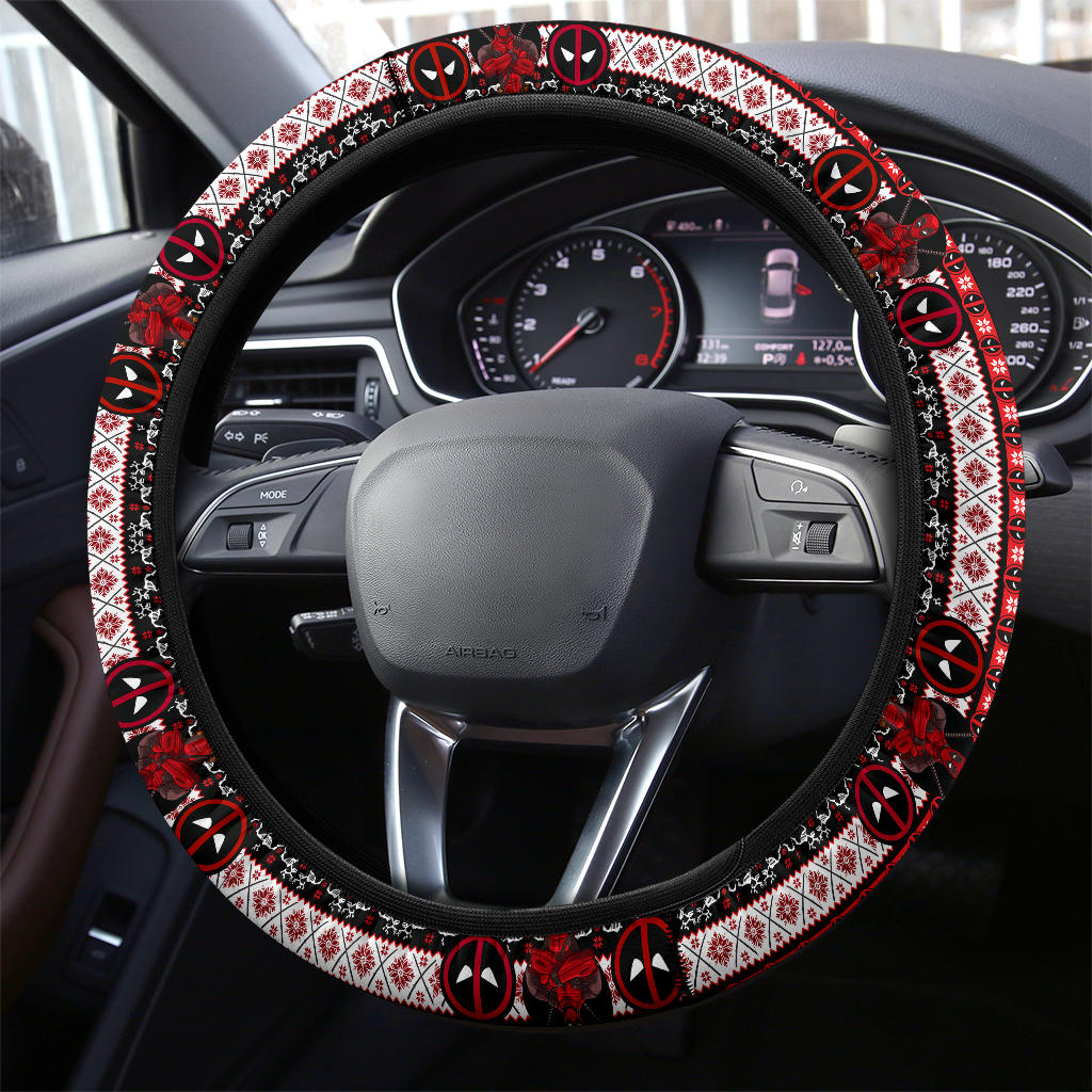 Deadpool Black Christmas Premium Custom Car Steering Wheel Cover