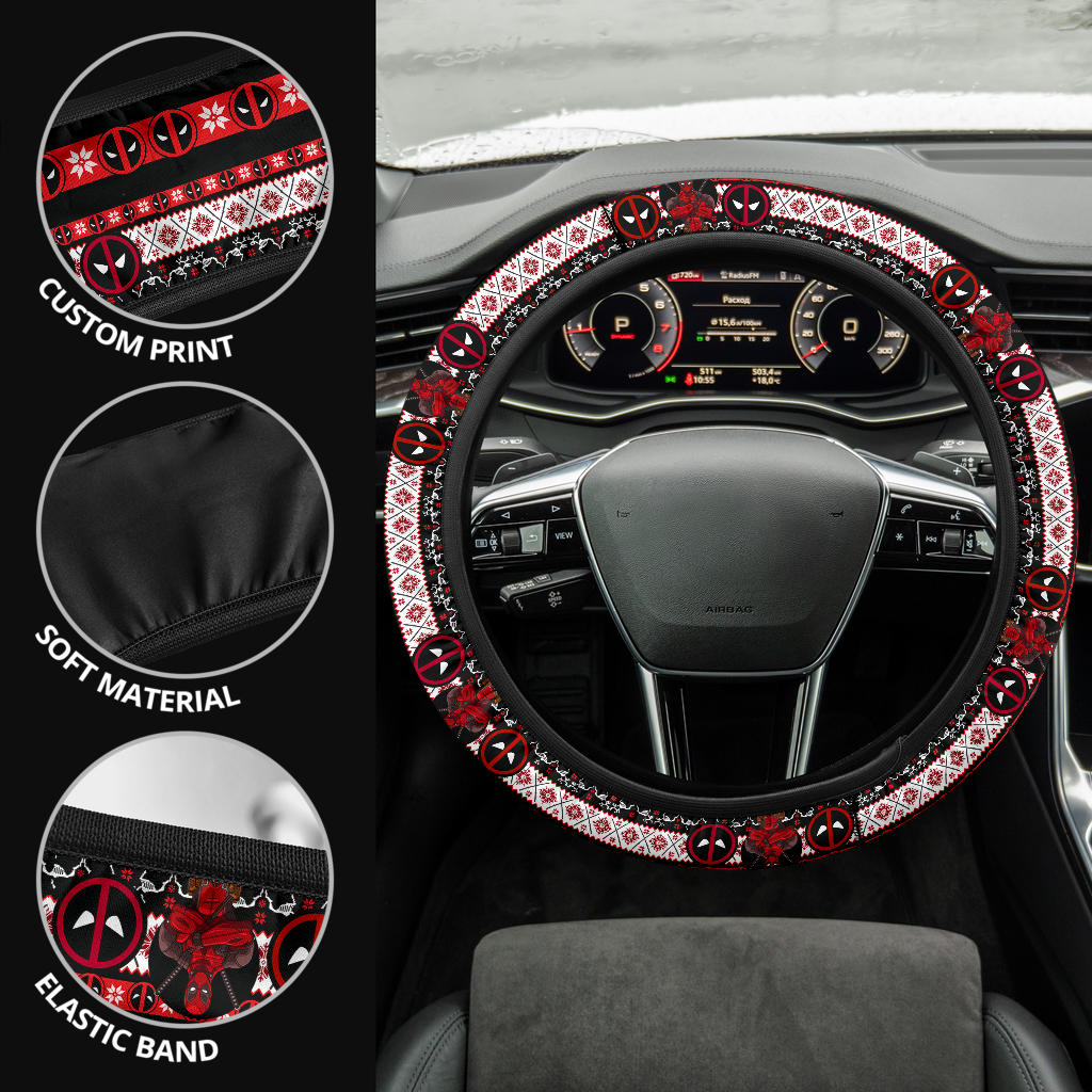 Deadpool Black Christmas Premium Custom Car Steering Wheel Cover