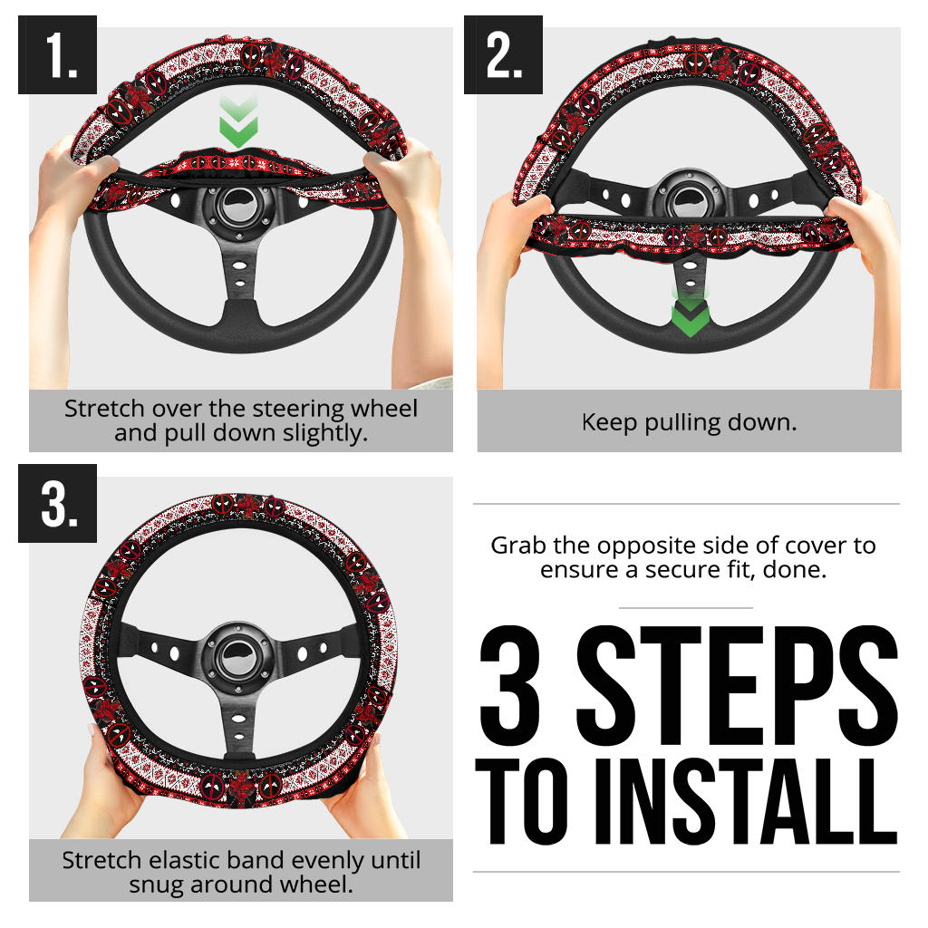 Deadpool Black Christmas Premium Custom Car Steering Wheel Cover