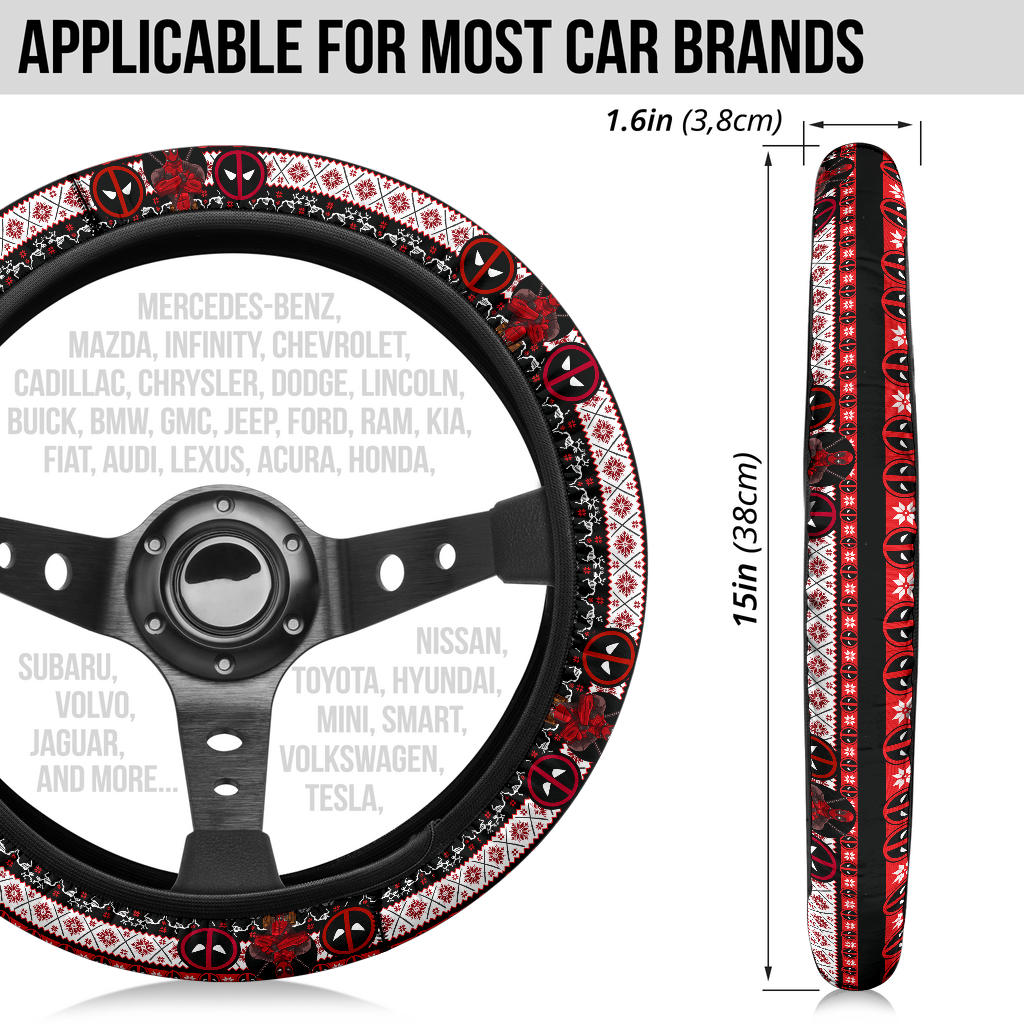 Deadpool Black Christmas Premium Custom Car Steering Wheel Cover