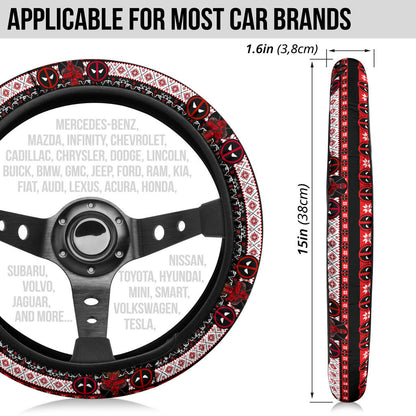 Deadpool Black Christmas Premium Custom Car Steering Wheel Cover