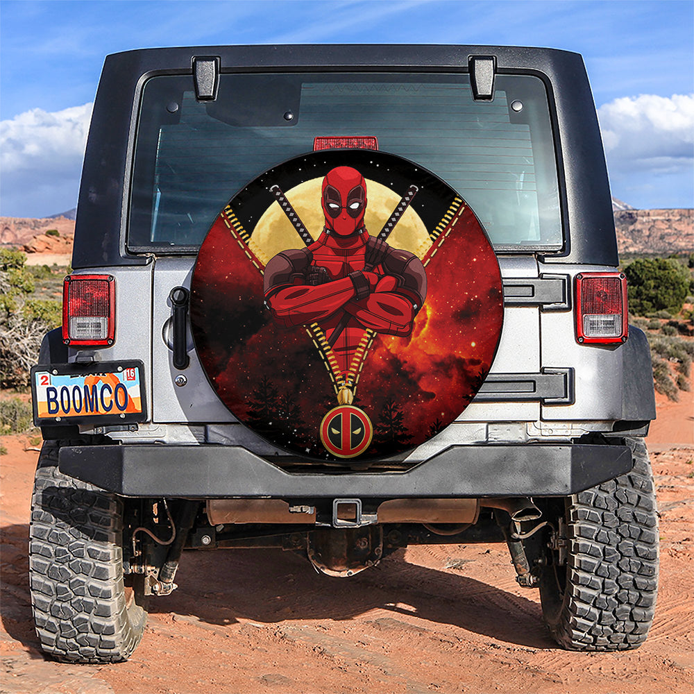 Deadpool Darkness Zipper Car Spare Tire Cover