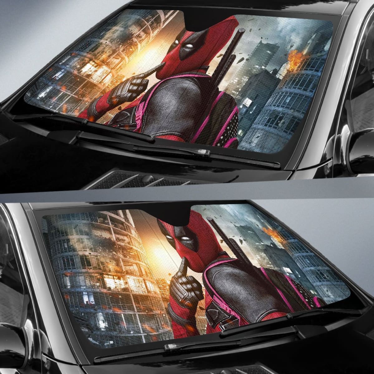 Deadpool Funny Car Sun Shades Movie Fan Gift H032720 Universal Fit 225311
