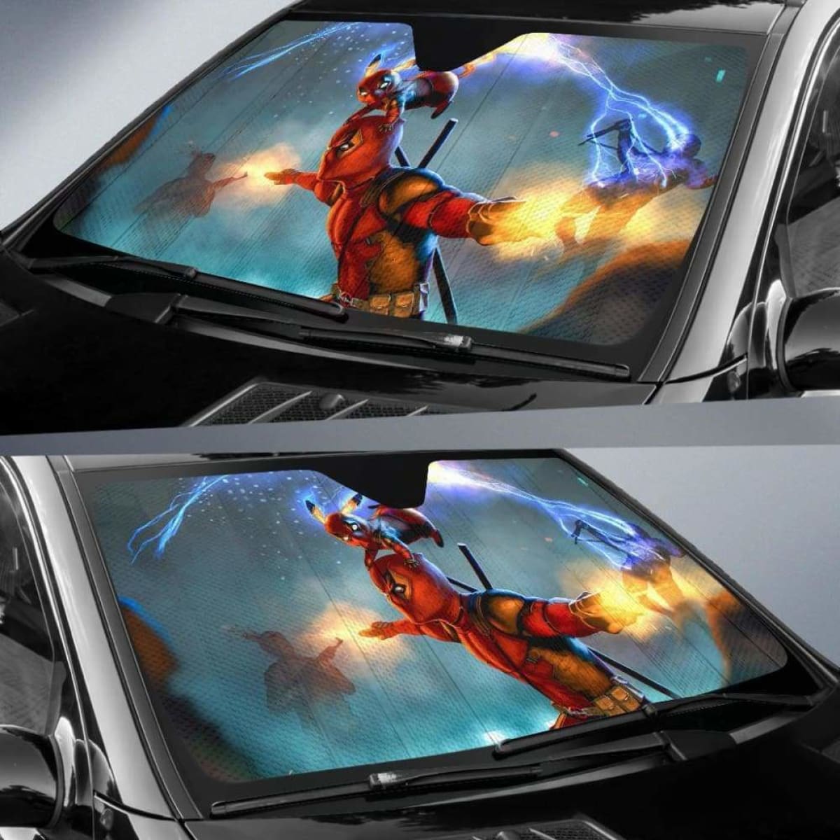 Deadpool Pikachu Team Auto Sun Shades 918b Universal Fit