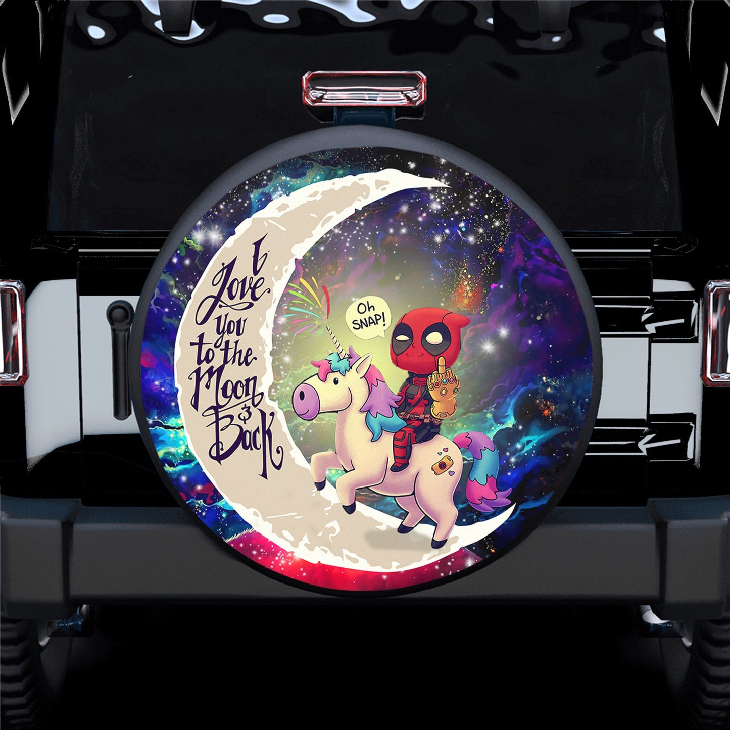 Deadpool Unicorn Love You To The Moon Galaxy Spare Tire Cover