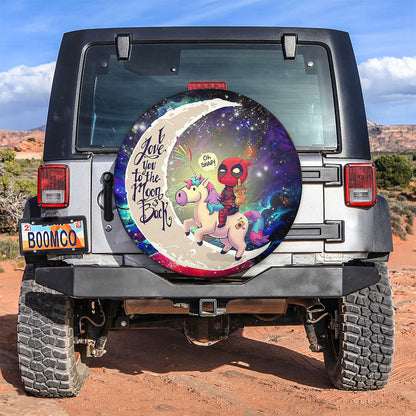 Deadpool Unicorn Love You To The Moon Galaxy Spare Tire Cover