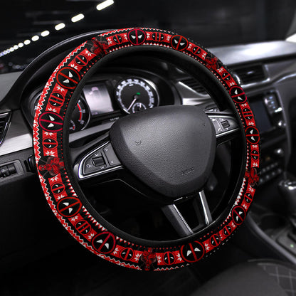 Deadpool White Christmas Premium Custom Car Steering Wheel Cover