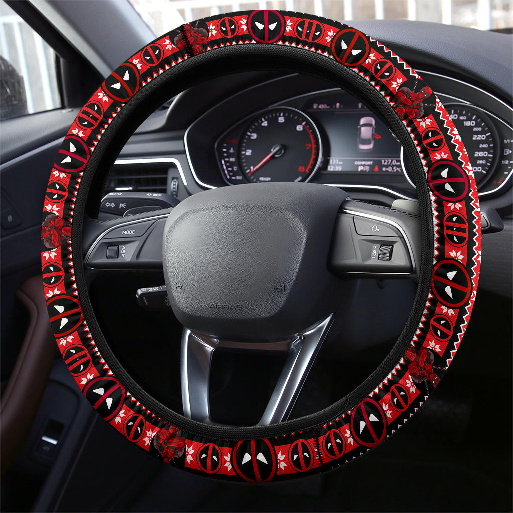 Deadpool White Christmas Premium Custom Car Steering Wheel Cover