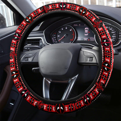 Deadpool White Christmas Premium Custom Car Steering Wheel Cover