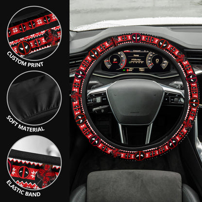 Deadpool White Christmas Premium Custom Car Steering Wheel Cover