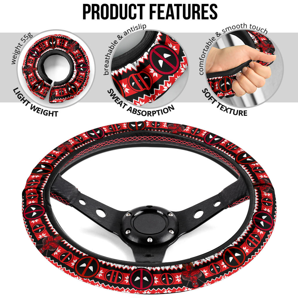Deadpool White Christmas Premium Custom Car Steering Wheel Cover