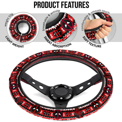 Deadpool White Christmas Premium Custom Car Steering Wheel Cover