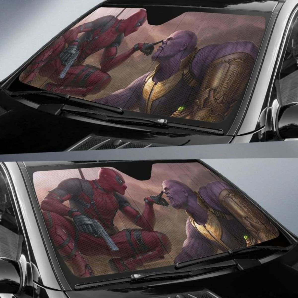 Deadpool vs Thanos Car Sunshade 918b Universal Fit