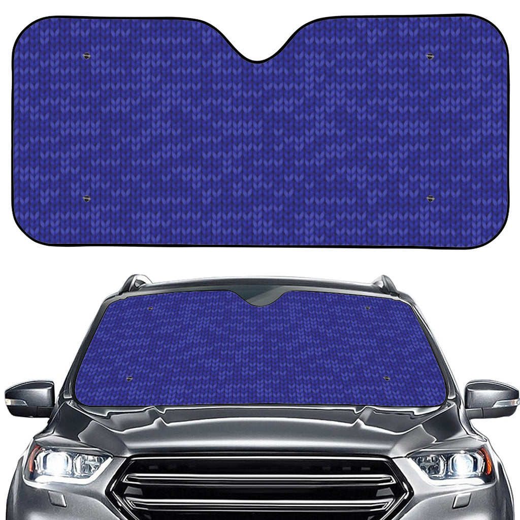 Deep Blue Knitted Pattern Print Car Windshield Sun Shade