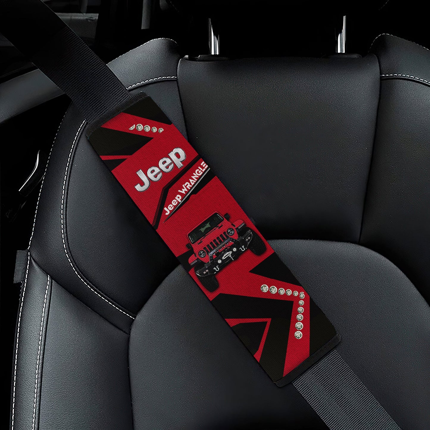 Deep Red Jeep Car Seat Belt Cover Custom Car Accessories