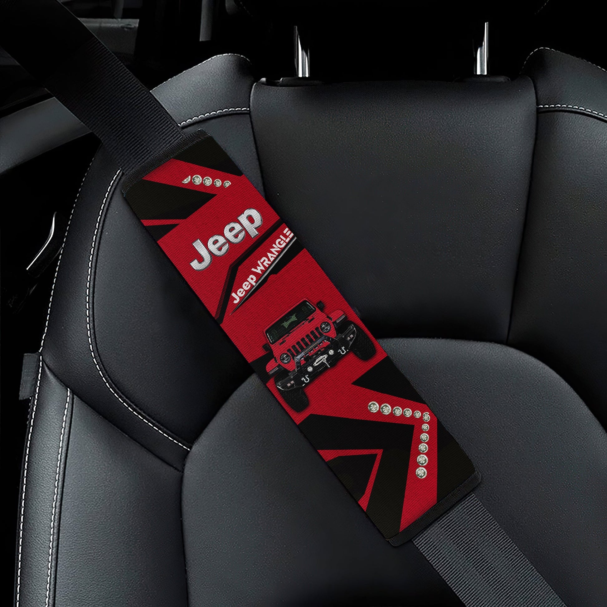 Deep Red Jeep Car Seat Belt Cover Custom Car Accessories
