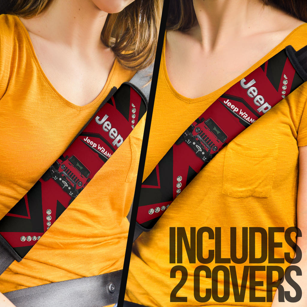 Deep Red Jeep Car Seat Belt Cover Custom Car Accessories