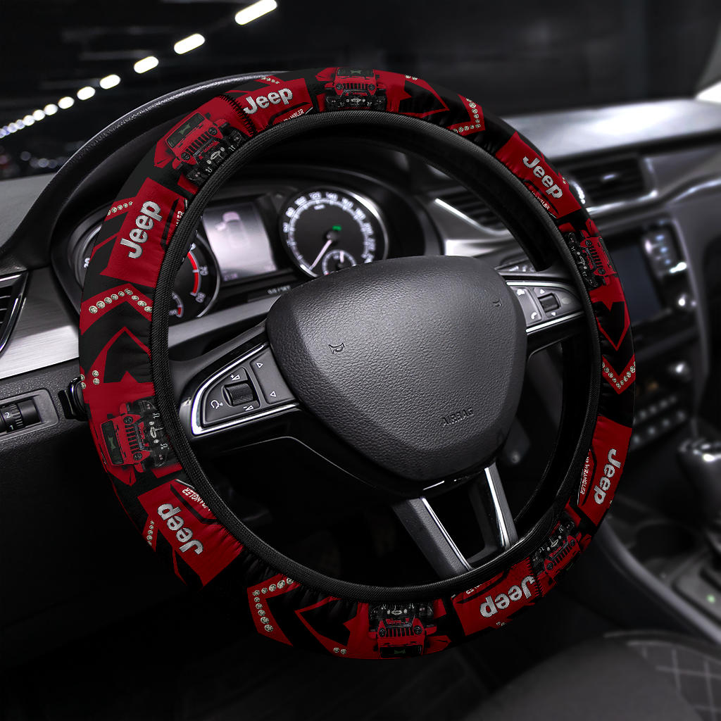 Deep Red Jeep Car Steering Wheel Cover