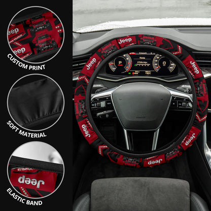Deep Red Jeep Car Steering Wheel Cover