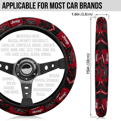 Deep Red Jeep Car Steering Wheel Cover