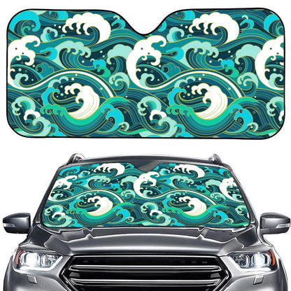 Deep Sea Wave Surfing Pattern Print Car Windshield Sun Shade