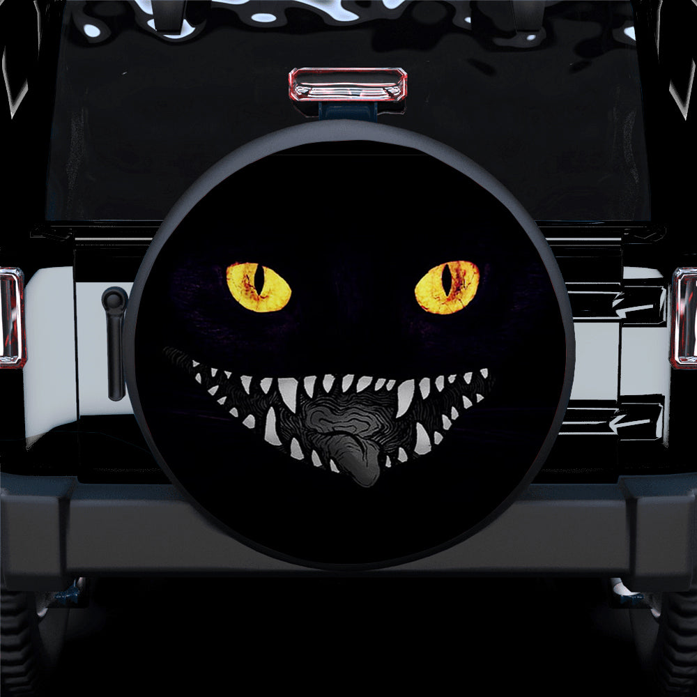Demon Black Cat Creepy Dragon Eyes Halloween Car Spare Tire Cover