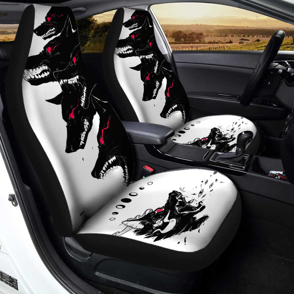 Demon Black Wolf Car Seat Covers Custom Wolf Car Accessories