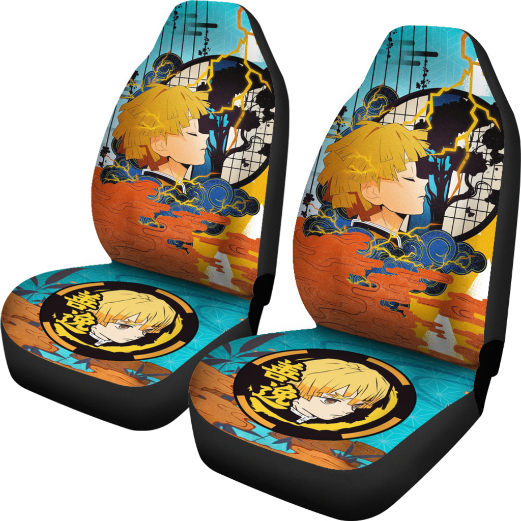 Demon Slayer Anime Car Seat Covers Agatsuma Zenitsu Car Accessories Fan Gift Ci011505