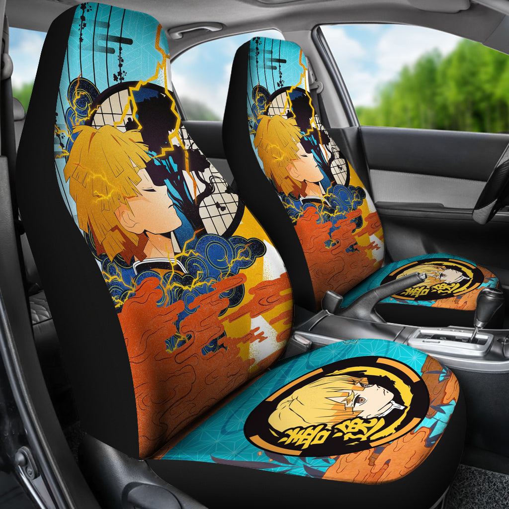 Demon Slayer Anime Car Seat Covers Agatsuma Zenitsu Car Accessories Fan Gift Ci011505