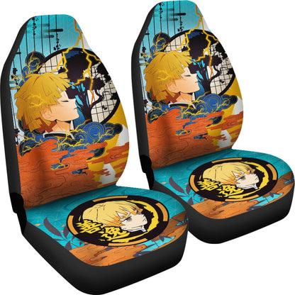 Demon Slayer Anime Car Seat Covers Agatsuma Zenitsu Car Accessories Fan Gift Ci011505