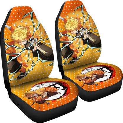 Demon Slayer Anime Car Seat Covers Agatsuma Zenitsu Car Accessories Fan Gift Ci011501