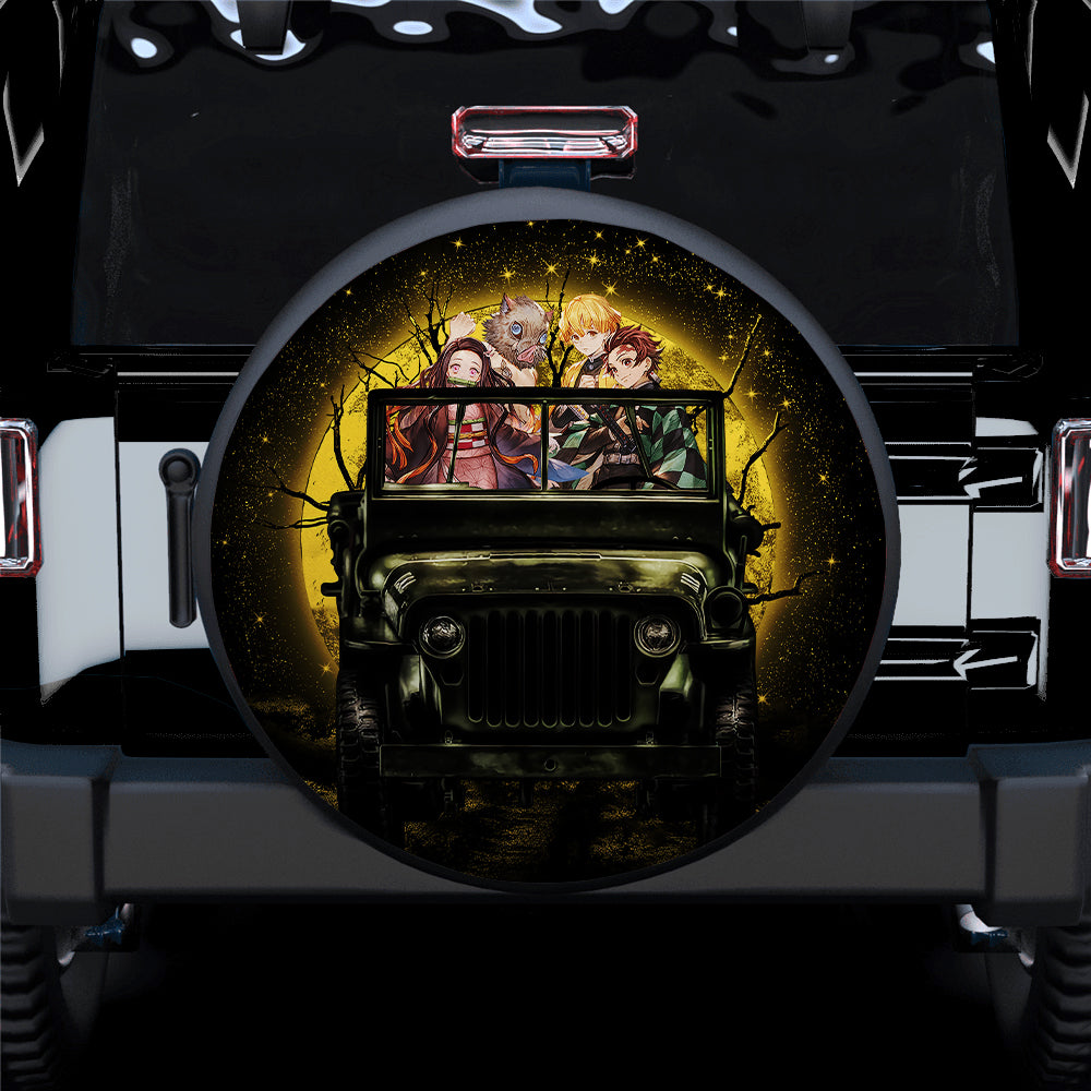 Demon Slayer Anime Funny Halloween Moonlight Car Spare Tire Cover