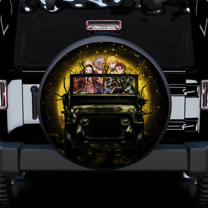 Demon Slayer Anime Funny Halloween Moonlight Car Spare Tire Cover