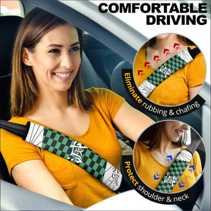 Demon Slayer Anime Tanjiro Kamado Car Seat Belt Cover Custom Car Accessories