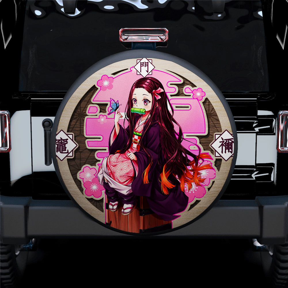 Demon Slayer Nezuko Kamado Wood Anime Jeep Car Spare Tire Cover