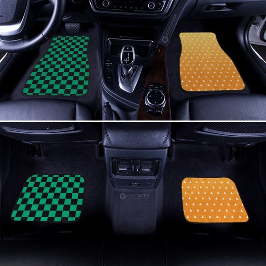 Demon Slayer Tanjiro And Zenitsu Car Floor Mats Custom Uniform Anime Car Accessories