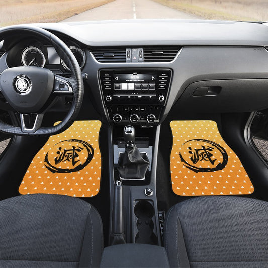 Demon Slayer Zenitsu Uniform Car Floor Mats Custom Anime Car Accessories