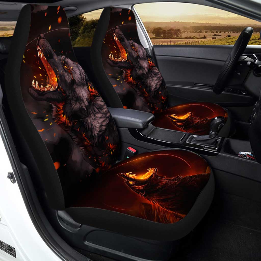 Demon Wolf Car Seat Covers Custom Animal Car Accessories