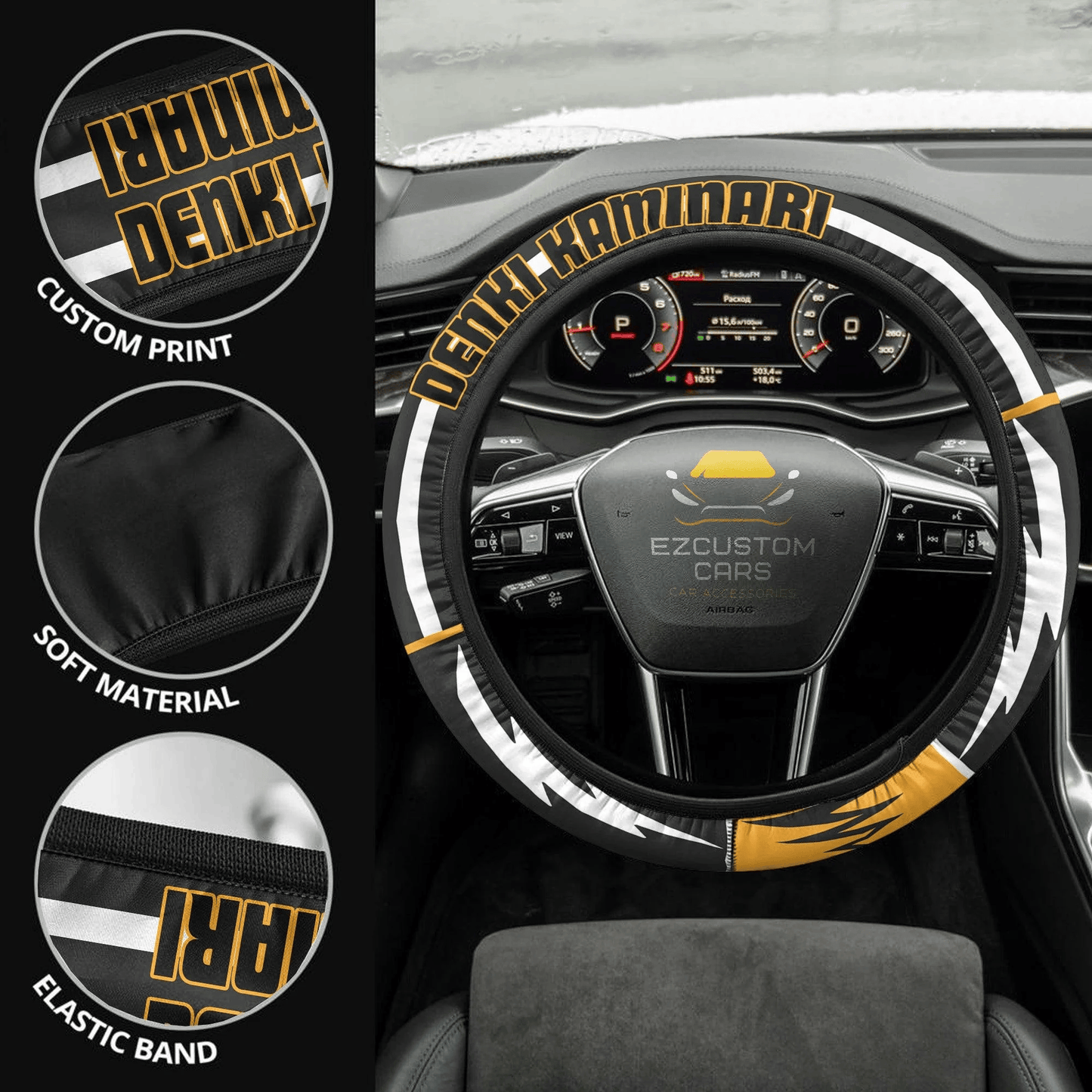 Denki Kaminari Anime Steering Wheel Cover Custom Anime My Hero Academia Car Accessories